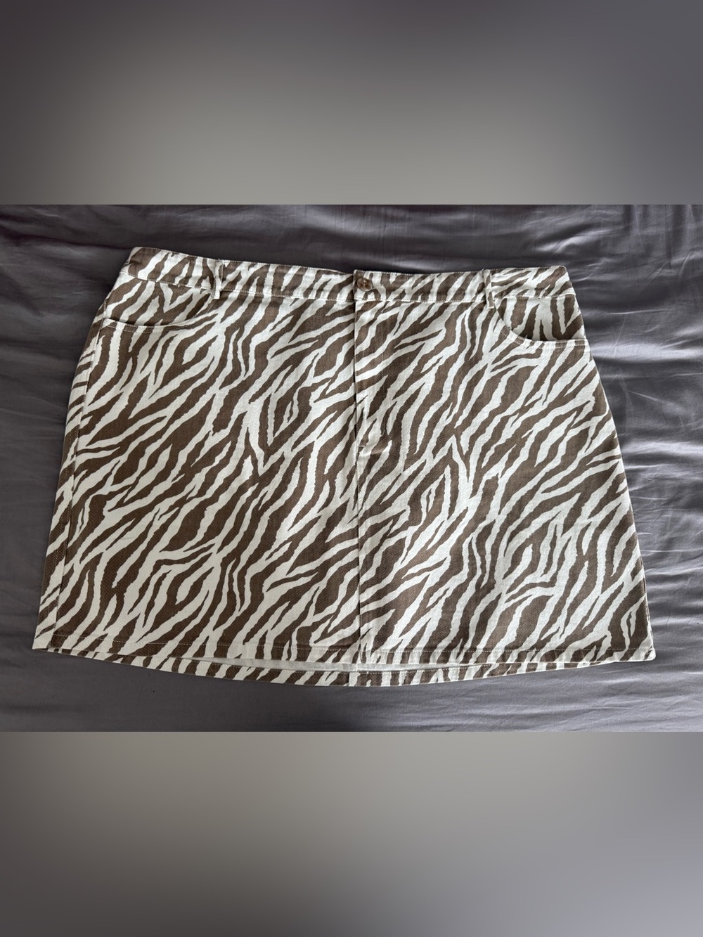 Gilli Brown and White Zebra-Print Mini Skirt